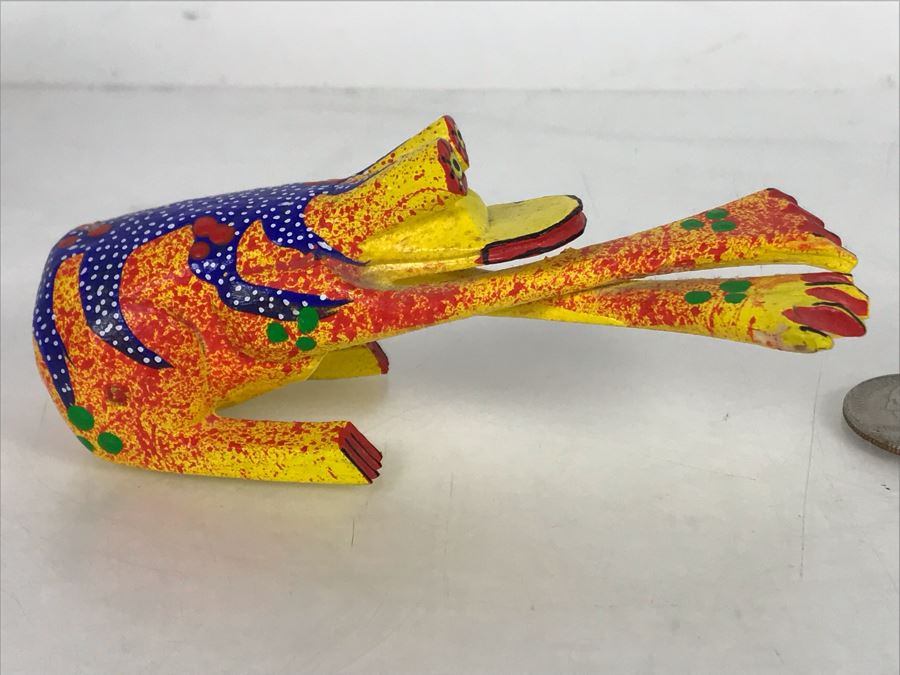 Oaxacan Wood Carved Frog Signed By Pablo Sosa Hernandez 4W X 1.5D X 1.5H [Photo 4]