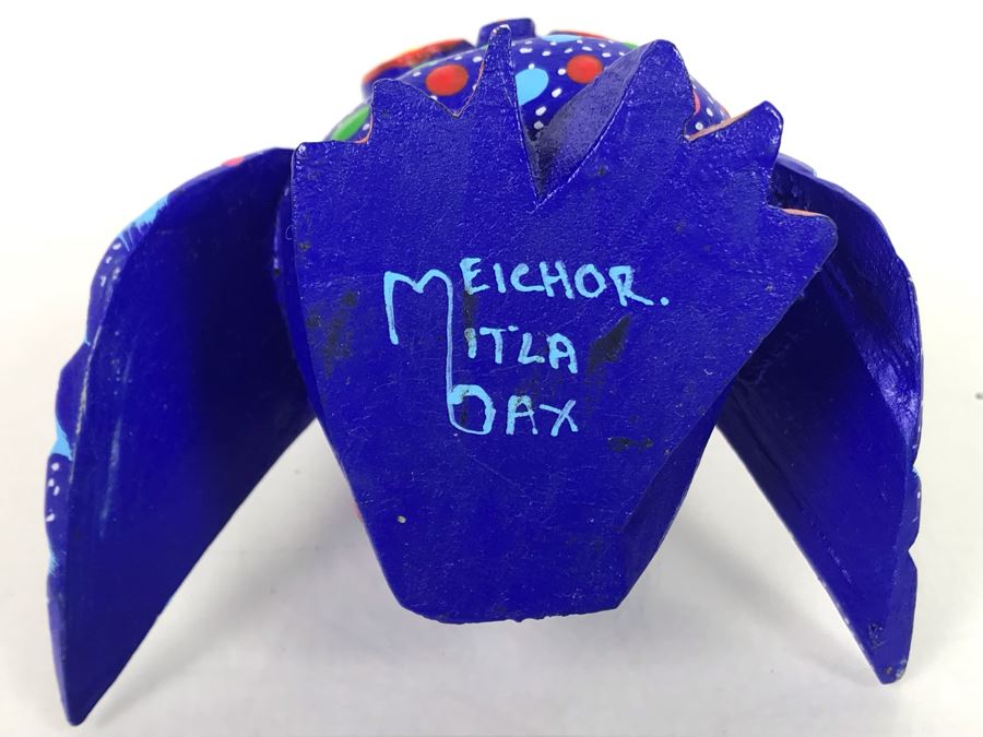 Signed Oaxacan Wood Carving Of Owl 3.5H [Photo 6]