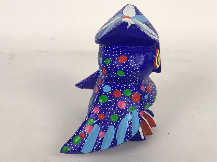 Signed Oaxacan Wood Carving Of Owl 3.5H [Photo 3]