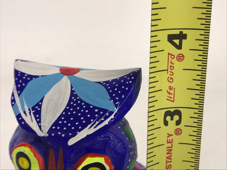 Signed Oaxacan Wood Carving Of Owl 3.5H [Photo 7]