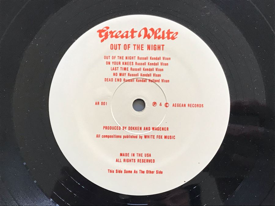 Great White Vinyl Record: Out Of The Night [Photo 5]