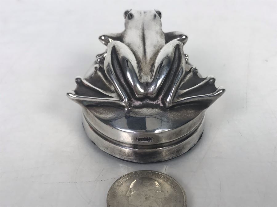 999 Pure Silver Figural Frog Sculpture Paperweight By Henryk Winograd Signed HW999 186.5g [Photo 9]
