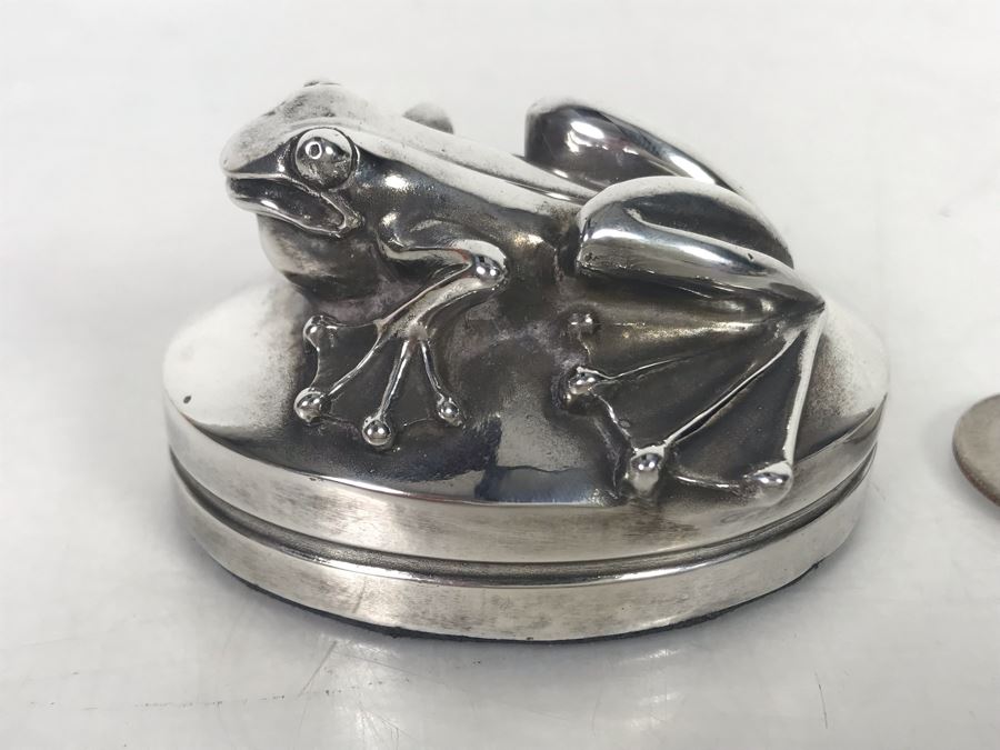999 Pure Silver Figural Frog Sculpture Paperweight By Henryk Winograd Signed HW999 186.5g [Photo 2]