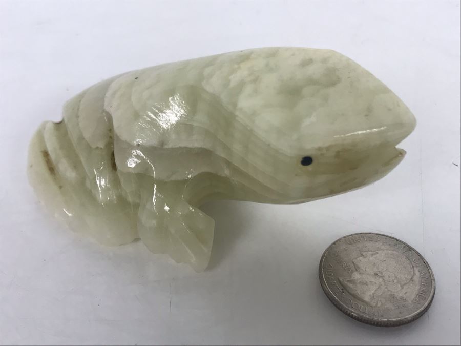 Carved Stone Figural Frog Sculpture 3.5W X 2D X 1.5H [Photo 2]