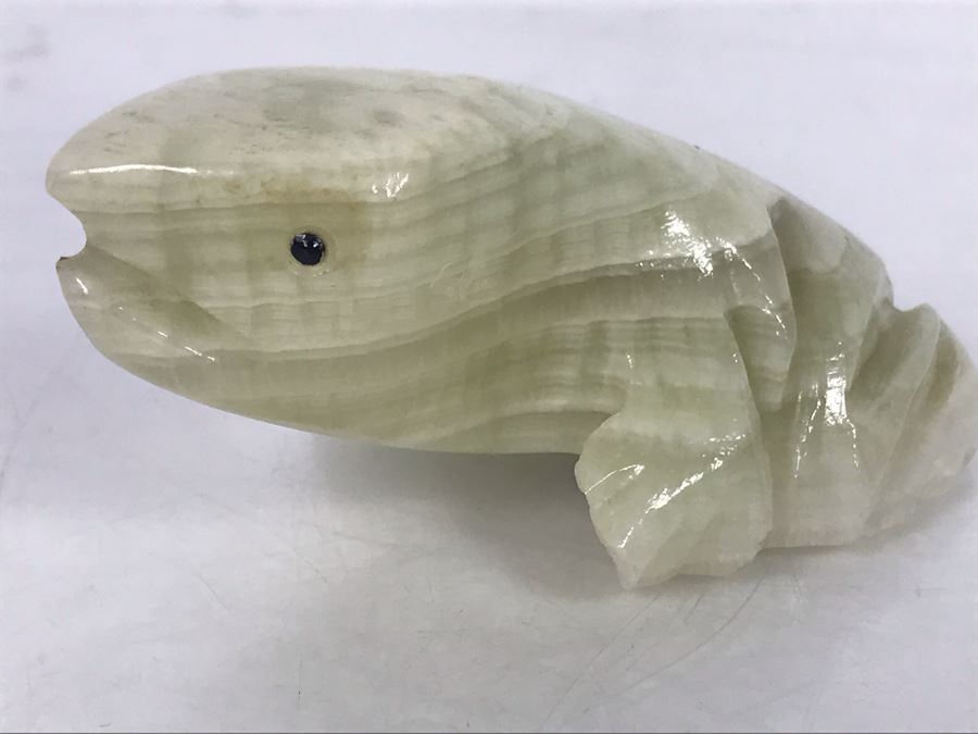 Carved Stone Figural Frog Sculpture 3.5W X 2D X 1.5H [Photo 4]