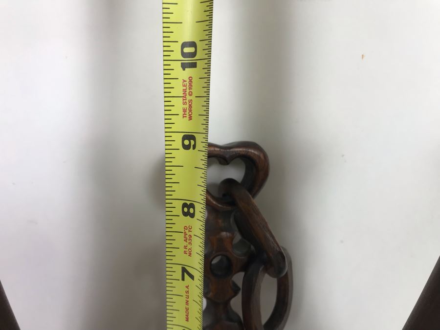 Pair Of Turned Wooden Candle Holders 9.5H And Carved Wooden Objet D'art 9H [Photo 9]