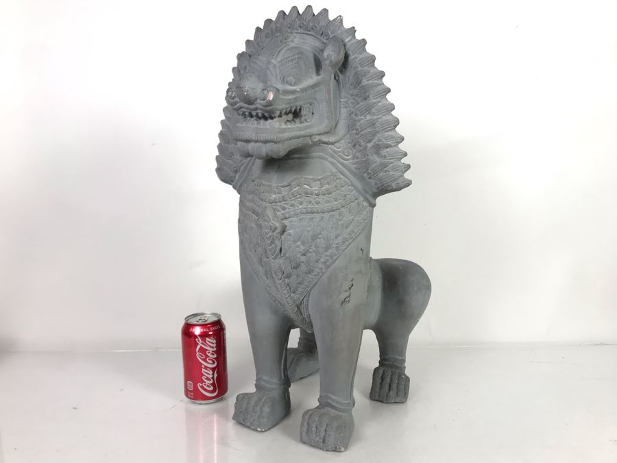 Vintage 1980 Thai Foo Dog Terracotta Sculpture By Austin Productions - See Photos For Minor Chips 15W [Photo 2]