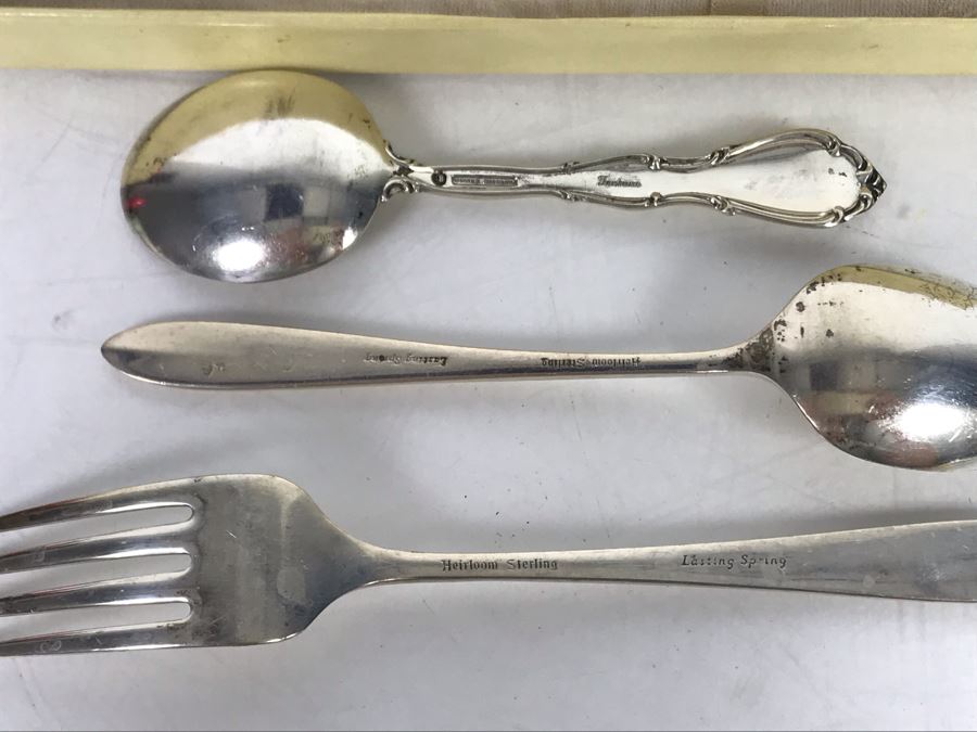 (3) Sterling Silver Flatware Pieces (60g) And Sterling Fork With Mother Of Pearl Handle By The American Silver Co [Photo 6]