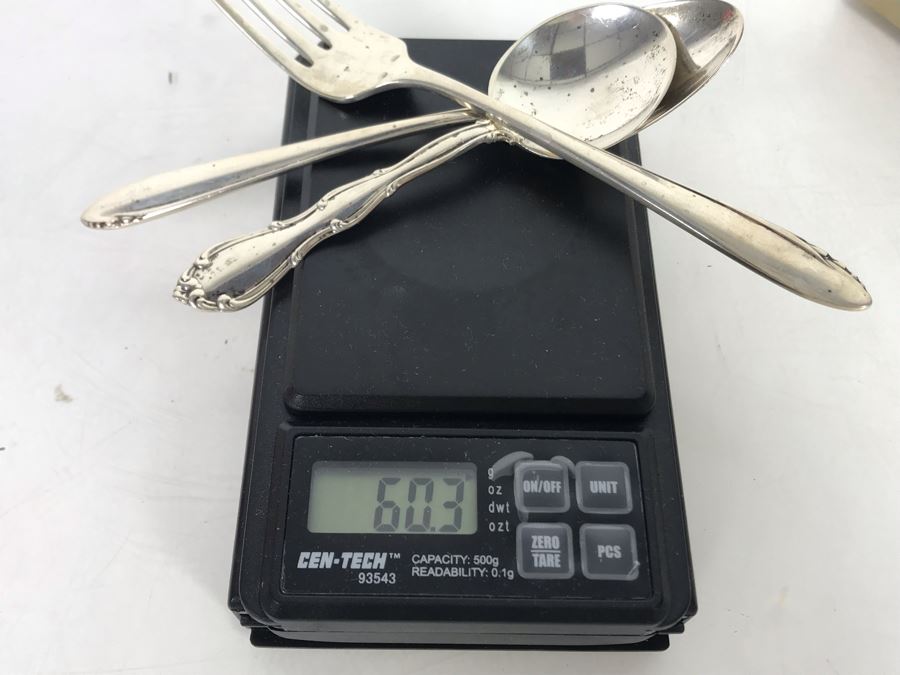 (3) Sterling Silver Flatware Pieces (60g) And Sterling Fork With Mother Of Pearl Handle By The American Silver Co [Photo 9]