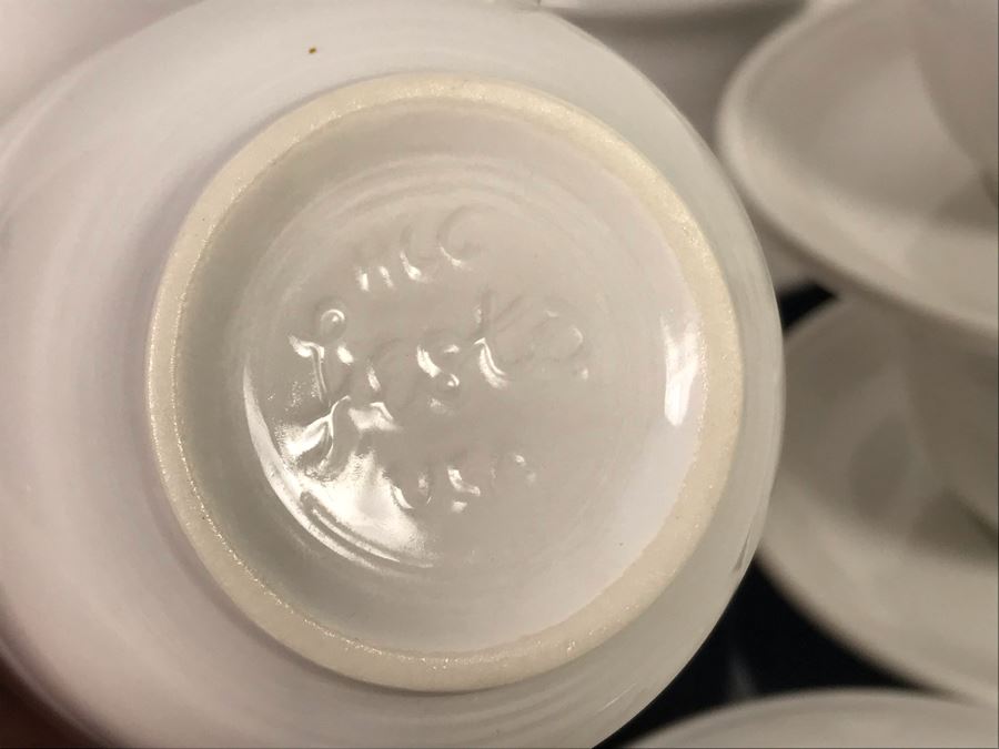 (6) Fiesta From Homer Laughlin White Cups And Saucers And Vintage Moire Glaze Kyes Handmade Tray Pasadena, CA [Photo 7]