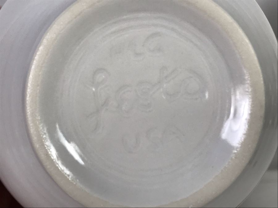 (6) Fiesta From Homer Laughlin White Cups And Saucers And Vintage Moire Glaze Kyes Handmade Tray Pasadena, CA [Photo 8]