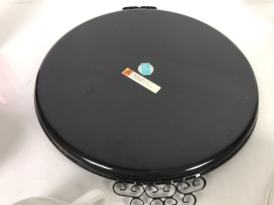 (6) Fiesta From Homer Laughlin White Cups And Saucers And Vintage Moire Glaze Kyes Handmade Tray Pasadena, CA [Photo 9]