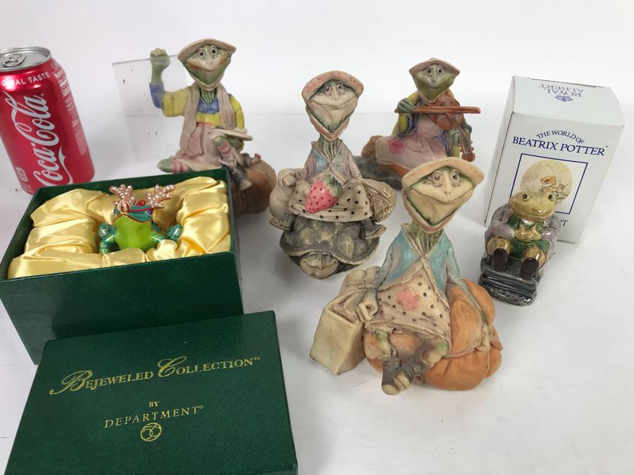 Department 56 Bejeweled Collection, Royal Albert Beatrix Potter Figurine And (4) Tillie Frog Sculptures By Jessica DeStefano [Photo 1]