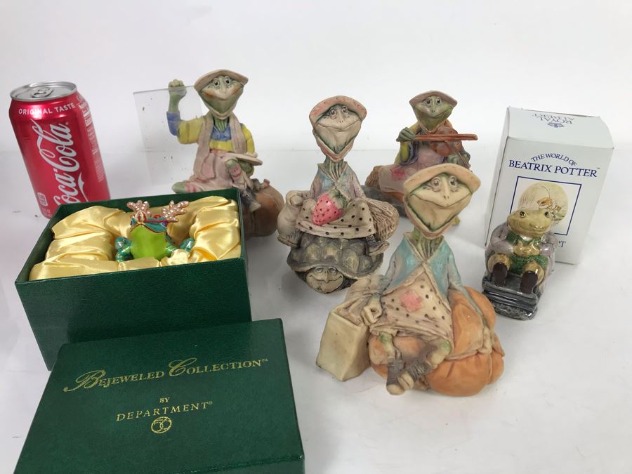 Department 56 Bejeweled Collection, Royal Albert Beatrix Potter Figurine And (4) Tillie Frog Sculptures By Jessica DeStefano [Photo 2]
