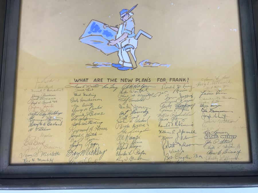 Framed Handmade Frank J. Pierce Hollywood Movie Studio Retirement Certificate Signed By Staff 23W X 18.5H [Photo 6]