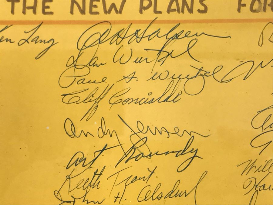 Framed Handmade Frank J. Pierce Hollywood Movie Studio Retirement Certificate Signed By Staff 23W X 18.5H [Photo 13]