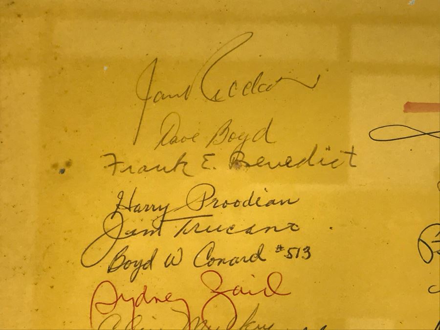 Framed Handmade Frank J. Pierce Hollywood Movie Studio Retirement Certificate Signed By Staff 23W X 18.5H [Photo 7]