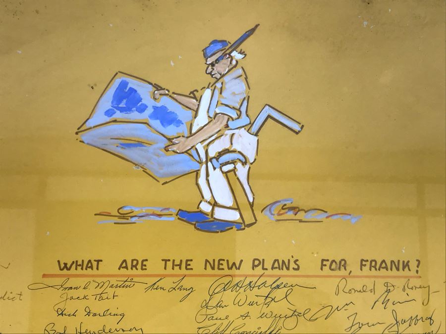 Framed Handmade Frank J. Pierce Hollywood Movie Studio Retirement Certificate Signed By Staff 23W X 18.5H [Photo 5]