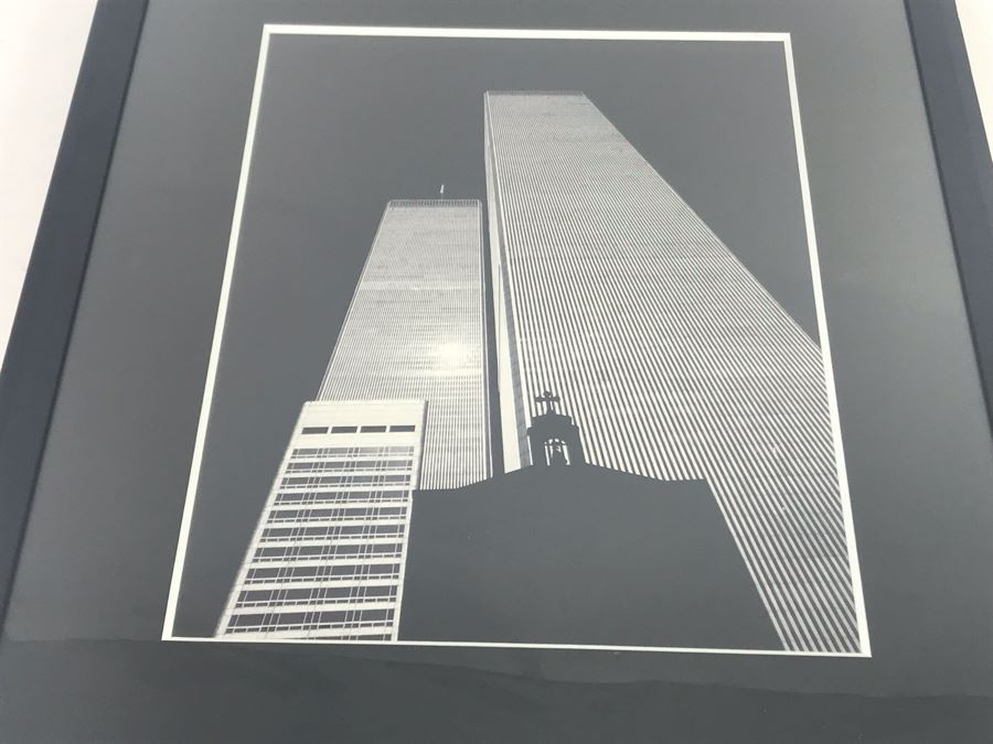 Framed B&W Photograph Of Church Shadow Cast Upon The World Trade Center Twin Towers Printed On Kodak Paper Photo Is 10.5W X 13.5H [Photo 5]