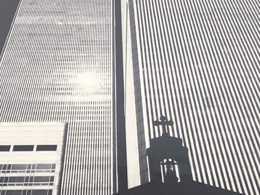 Framed B&W Photograph Of Church Shadow Cast Upon The World Trade Center Twin Towers Printed On Kodak Paper Photo Is 10.5W X 13.5H [Photo 8]
