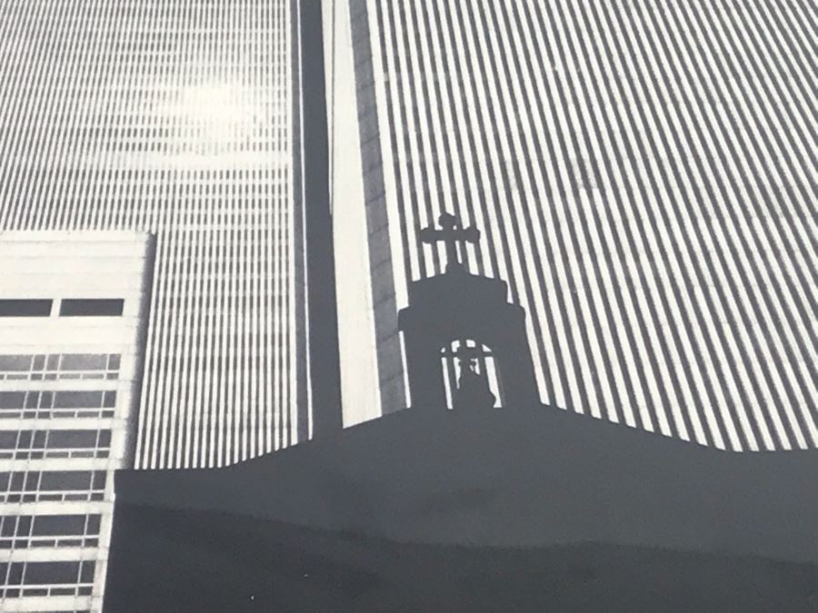 Framed B&W Photograph Of Church Shadow Cast Upon The World Trade Center Twin Towers Printed On Kodak Paper Photo Is 10.5W X 13.5H [Photo 6]
