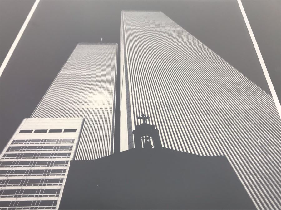 Framed B&W Photograph Of Church Shadow Cast Upon The World Trade Center Twin Towers Printed On Kodak Paper Photo Is 10.5W X 13.5H [Photo 11]