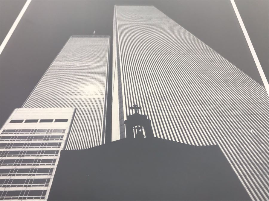 Framed B&W Photograph Of Church Shadow Cast Upon The World Trade Center Twin Towers Printed On Kodak Paper Photo Is 10.5W X 13.5H [Photo 10]
