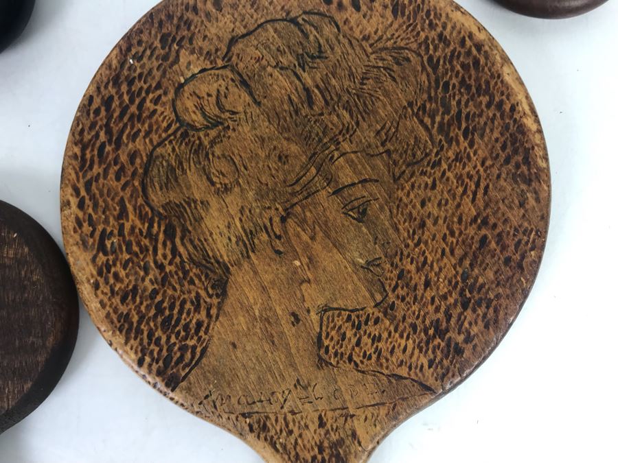 (6) Vintage Handheld Wooden Vanity Mirrors [Photo 10]