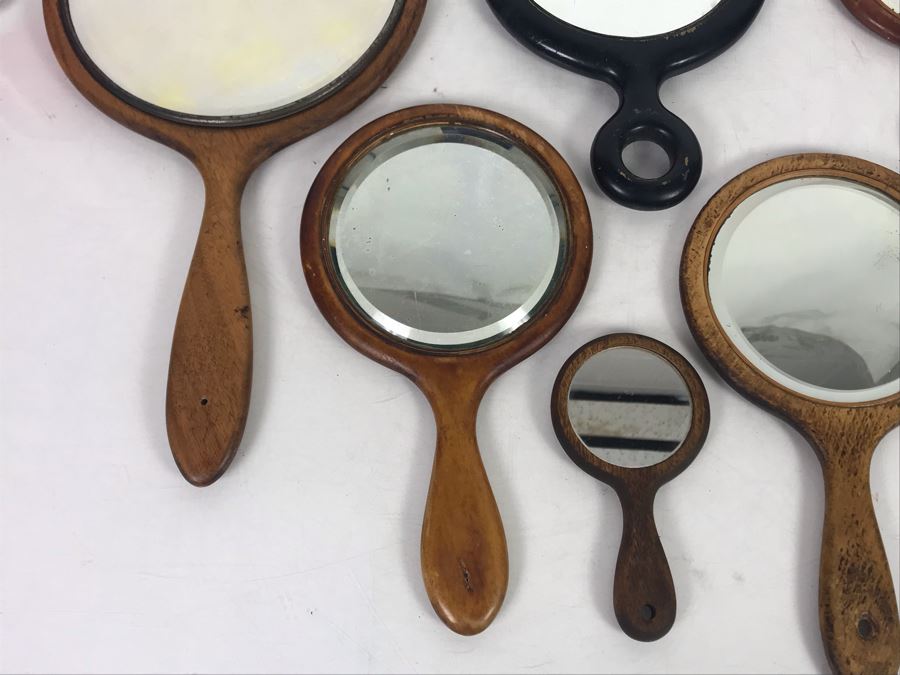 (6) Vintage Handheld Wooden Vanity Mirrors [Photo 6]