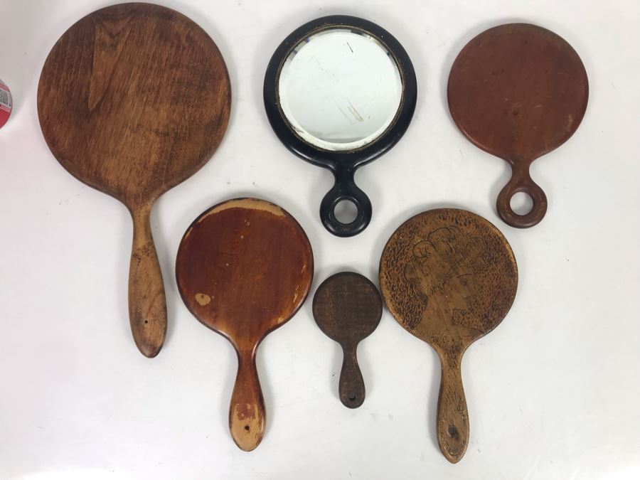(6) Vintage Handheld Wooden Vanity Mirrors [Photo 9]