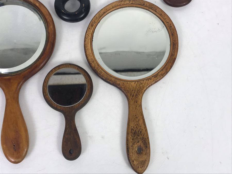 (6) Vintage Handheld Wooden Vanity Mirrors [Photo 4]