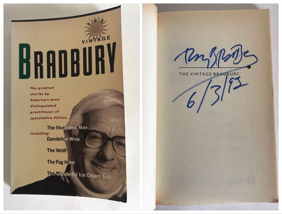 Signed Ray Bradbury Paperback Book: The Vintage Bradbury 1990 [Photo 1]