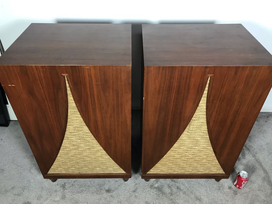John Karlson Mid-Century Hi-Fi Cabinets Speakers Custom Built With Jensen H222 Coaxial 2 Way High Fidelity Loudspeaker Systems By Cabinet Maker Frank J. Pierce - Working 22W X 19D X 36H [Photo 5]