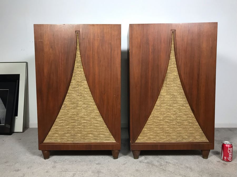 John Karlson Mid-Century Hi-Fi Cabinets Speakers Custom Built With Jensen H222 Coaxial 2 Way High Fidelity Loudspeaker Systems By Cabinet Maker Frank J. Pierce - Working 22W X 19D X 36H [Photo 4]