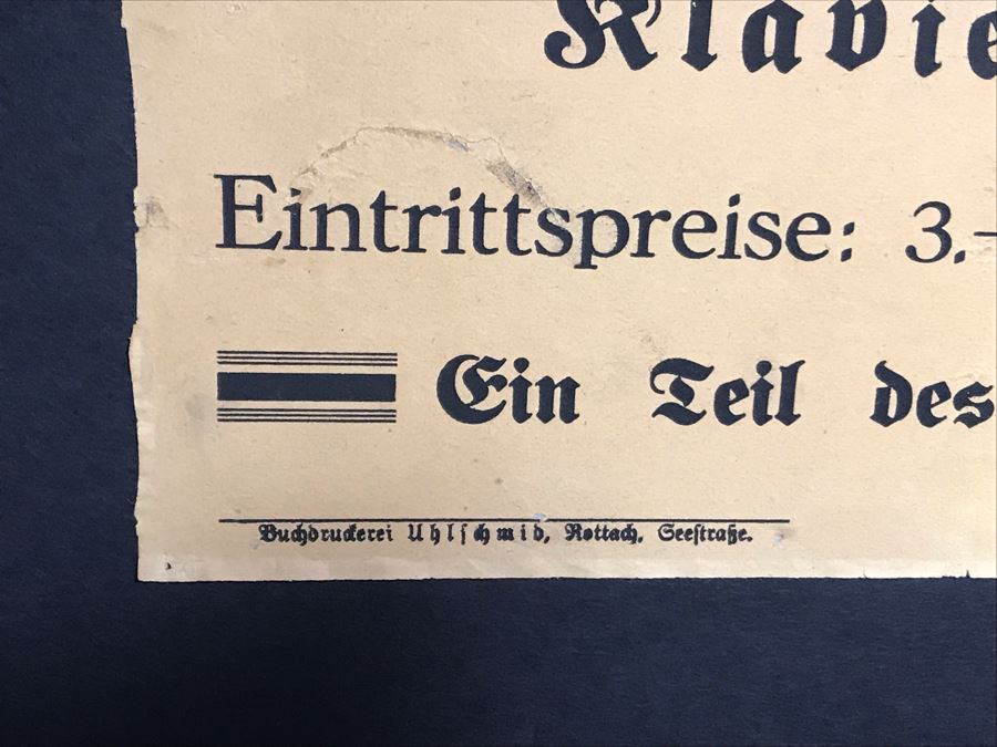 Vintage 1932 German Concert Poster Featuring Prof. Julius Klengel ...