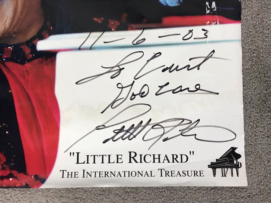 Signed 'Little Richard' The International Treasure Poster - Signed On Front And Back Of Poster By Little Richard 2003 30.5W X 20H [Photo 3]