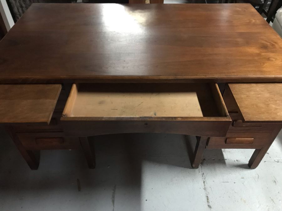 Mid-Century Solid Wood Office Desk 59W X 33.5D X 30H [Photo 3]