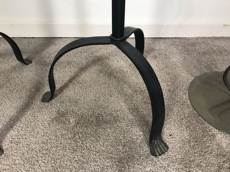 (2) Ethan Allen Matching Floor Candle Holders And Designer Metal Floor Candle Holder 40H And 49.5H [Photo 3]