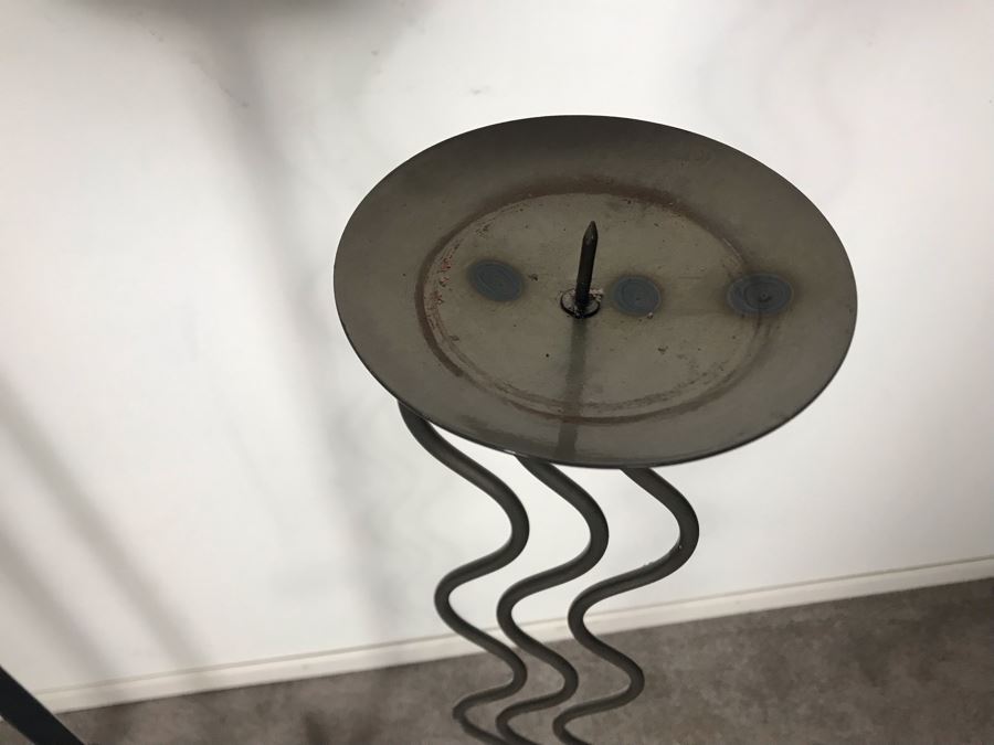 (2) Ethan Allen Matching Floor Candle Holders And Designer Metal Floor Candle Holder 40H And 49.5H [Photo 5]