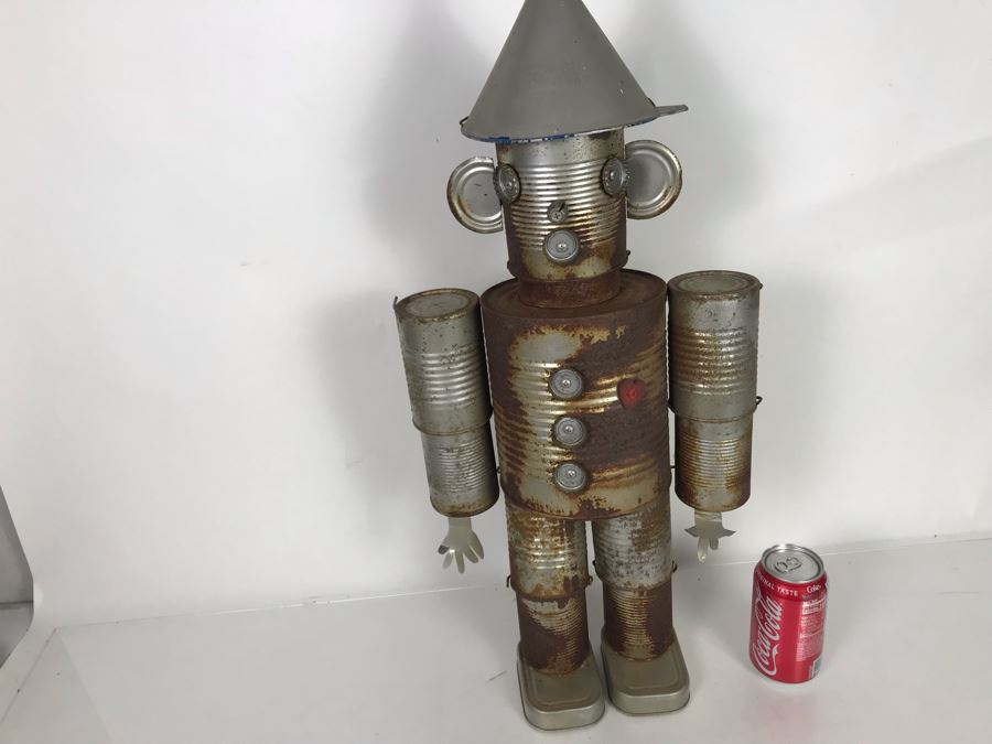 Vintage Tin Can Tin Man Wizard Of Oz Sculpture 26H X 12W [Photo 7]