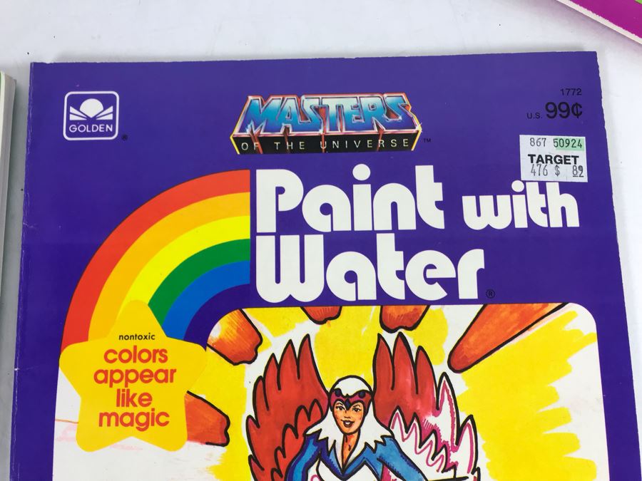 Vintage New Old Stock Paint With Water / Coloring Books: (7) Super Heroes: Batman, Superman, Wonder Woman, (3) Pricess Power And (2) Masters Of The Universe [Photo 3]