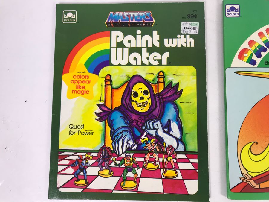 Vintage New Old Stock Paint With Water / Coloring Books: (7) Super Heroes: Batman, Superman, Wonder Woman, (3) Pricess Power And (2) Masters Of The Universe [Photo 5]