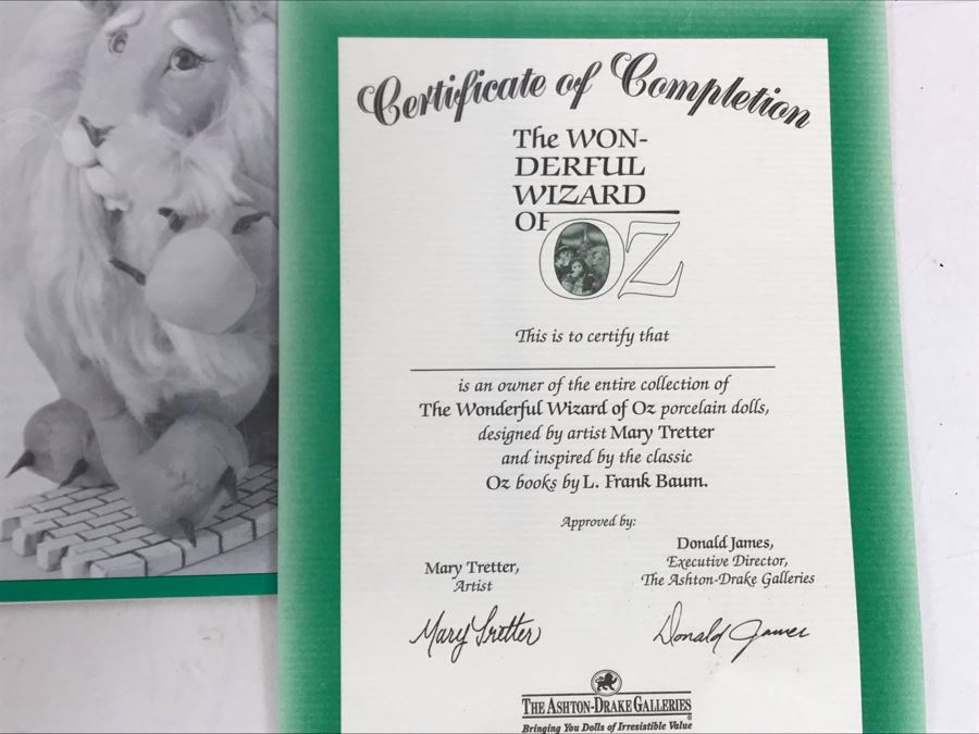 New In Box Ashton-Drake Galleries 'The Cowardly Lion' Doll From The Wonderful Wizard Of Oz Designed By Mary Tretter 11'H [Photo 5]