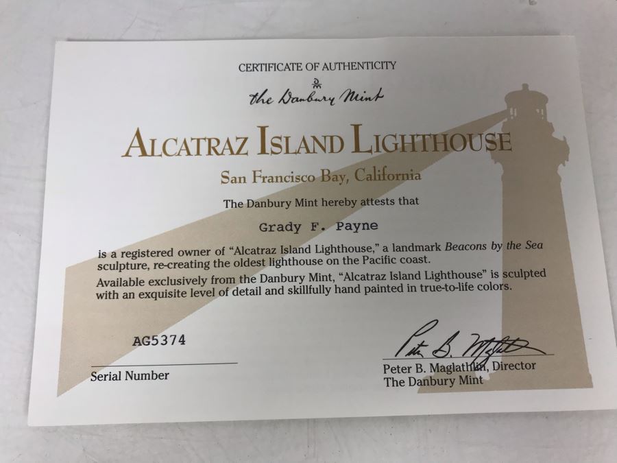 Danbury Mint Alcatraz Island Lighthouse San Francisco Bay, California Sculpture Figurine [Photo 10]