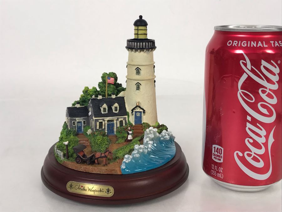Signed Charles Wysocki Hawthorne Village Lighting The Way Home Lighthouse Sculpture Figurine [Photo 11]