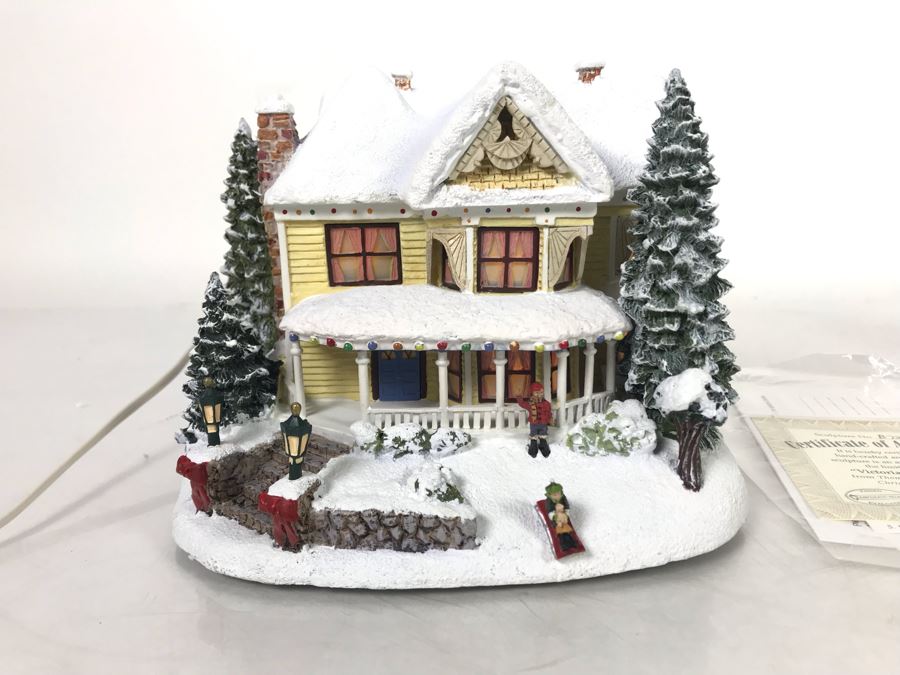 Thomas Kinkade Hawthorne Village Victorian Homestead Lighted Village Sculpture Figurine [Photo 2]