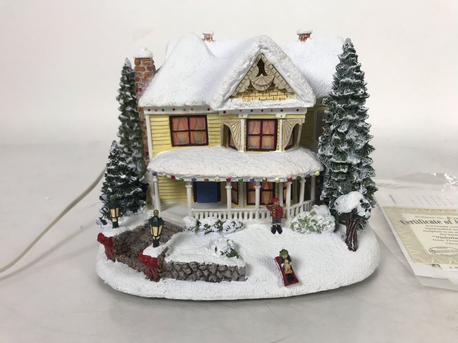 Thomas Kinkade Hawthorne Village Victorian Homestead Lighted Village Sculpture Figurine [Photo 3]