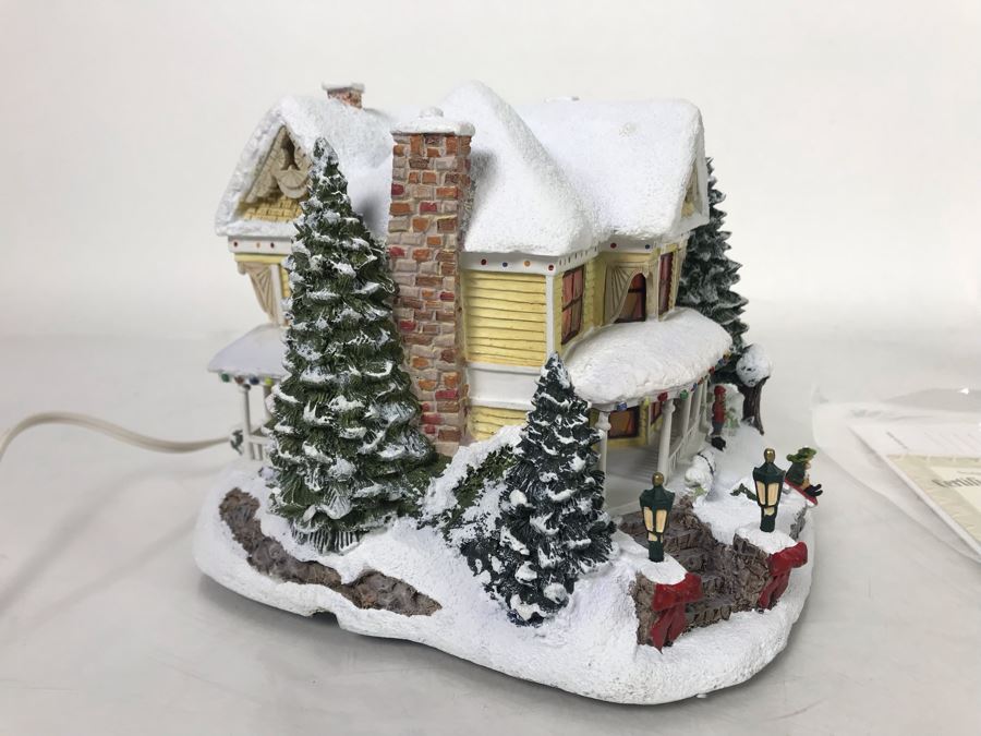 Thomas Kinkade Hawthorne Village Victorian Homestead Lighted Village Sculpture Figurine [Photo 5]