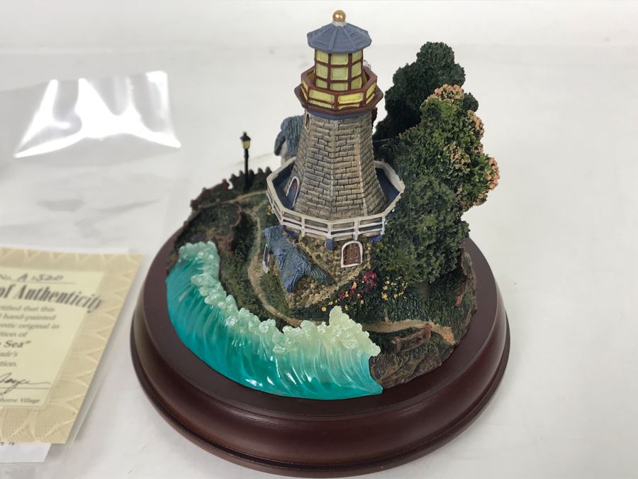 Thomas Kinkade Hawthorne Village Spirit Of The Sea Lighthouse Sculpture Figurine [Photo 8]