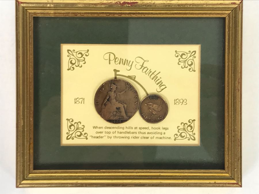 Craftsman Made Penny Farthling Picture Made From Old Coins 6 X 5